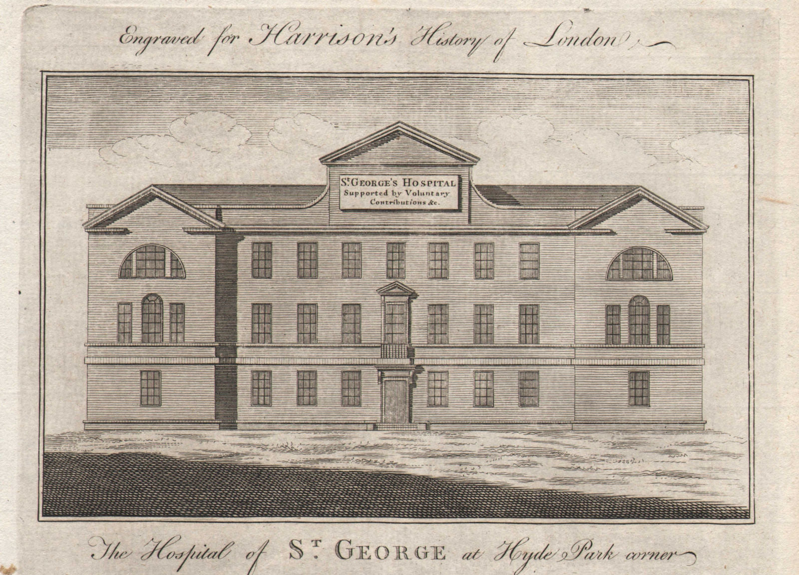 St George's Hospital Hyde Park Corner, now the Lanesborough Hotel. HARRISON 1776